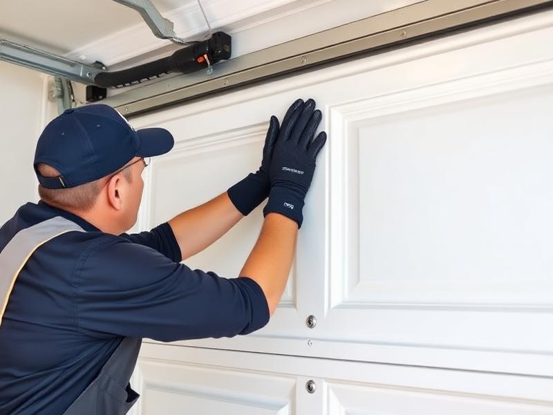 Professional garage door installation technician at work in Warrenton NC